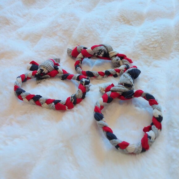 DIY upcycle braided fabric patriotic bracelet set - Picture 2 of 4